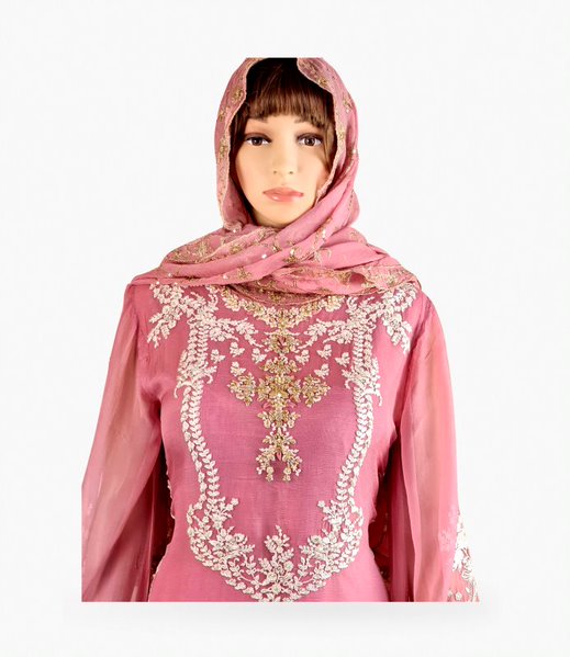 Agha Noor Original - Pure Chiffon, Hot Pink, Size: XL