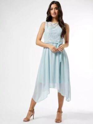 Women's Billie & Blossom Petite Mint Lace Hanky Hem Midi Dress